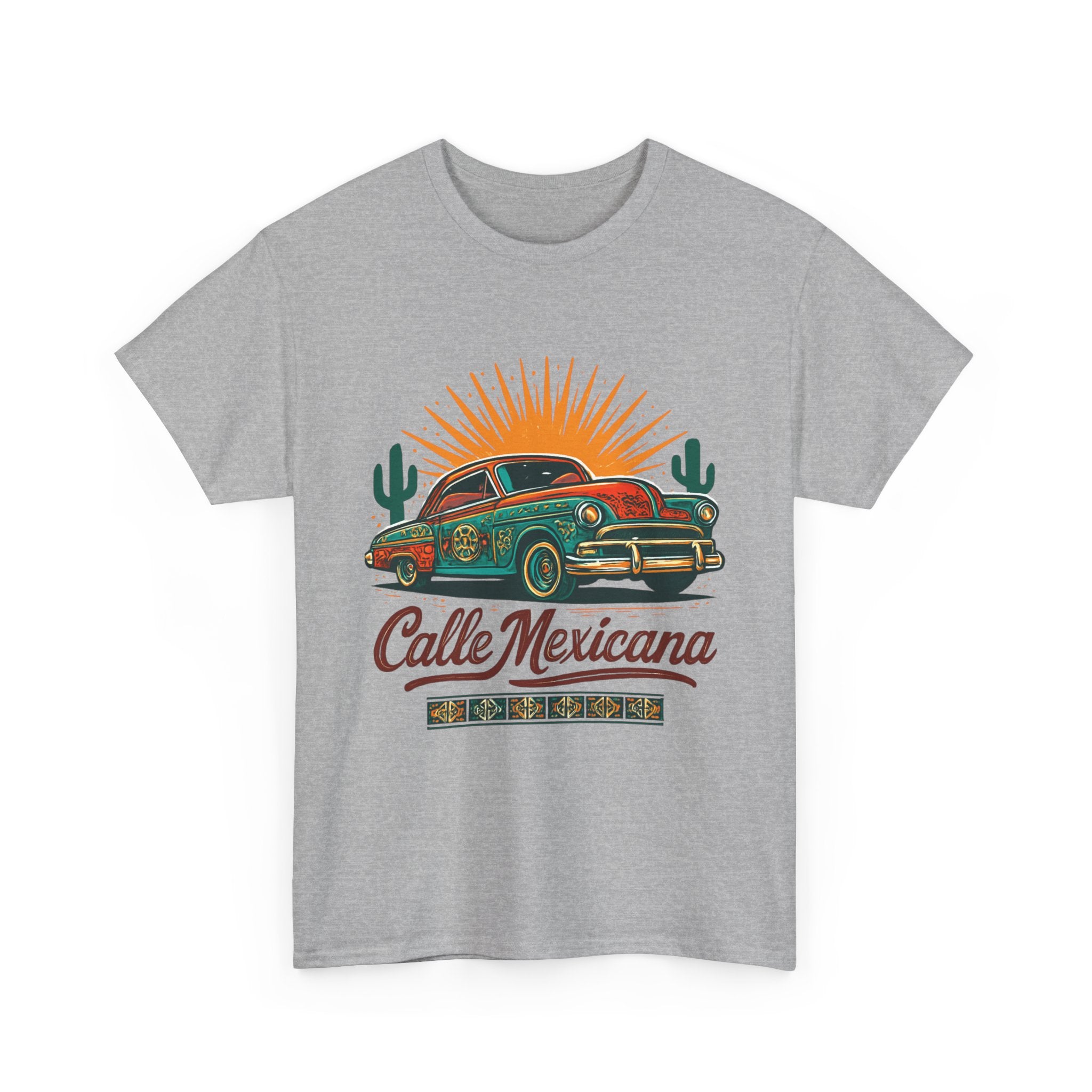 Calle Mexicana Vintage Car T-Shirt — Retro Lowrider Sunset Tee