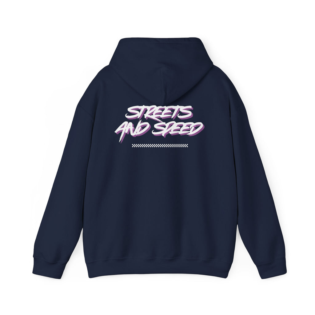 Streets and Speed Hoodie — Retro Neon Racing Graphic Hooded Sweatshirt