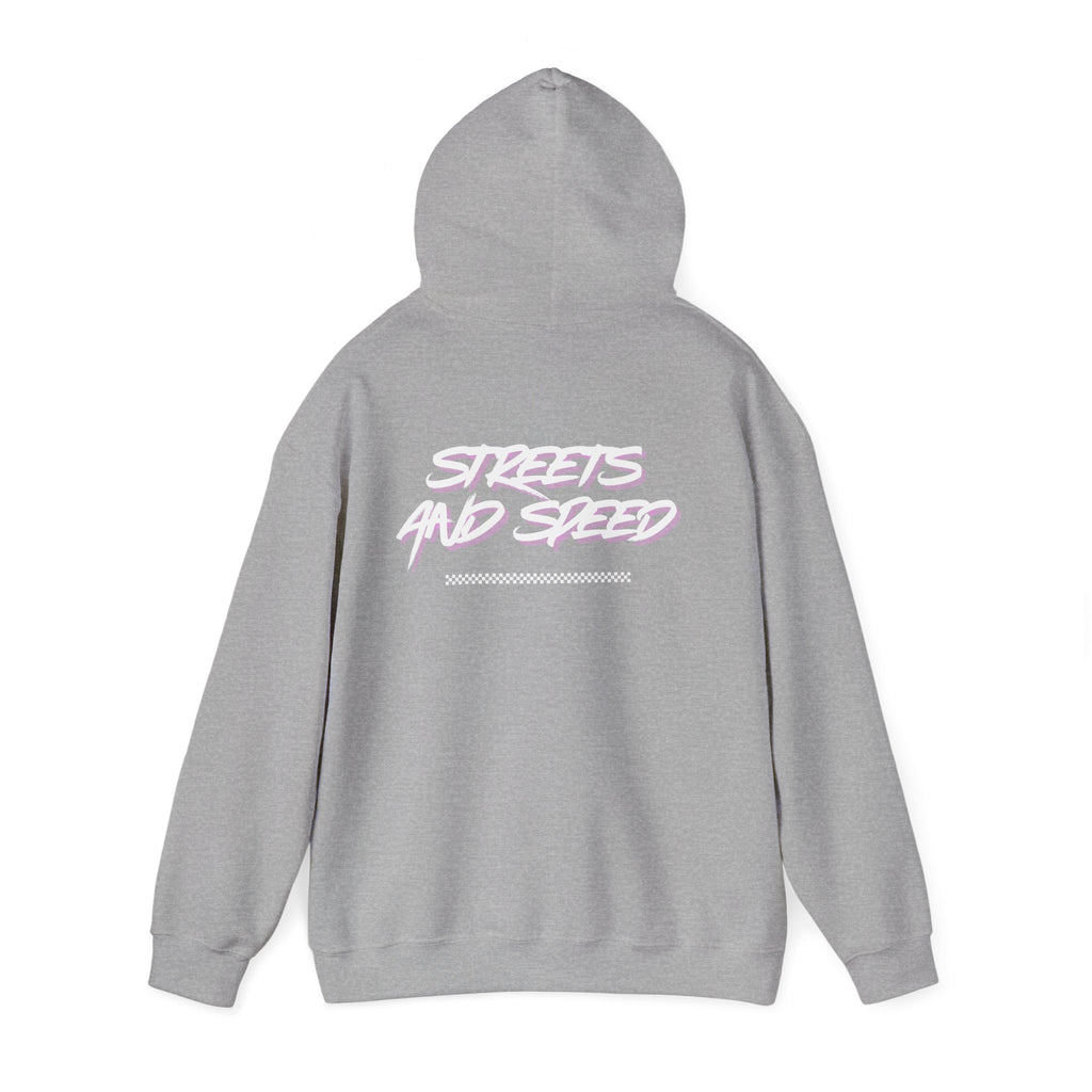Streets and Speed Hoodie — Retro Neon Racing Graphic Hooded Sweatshirt