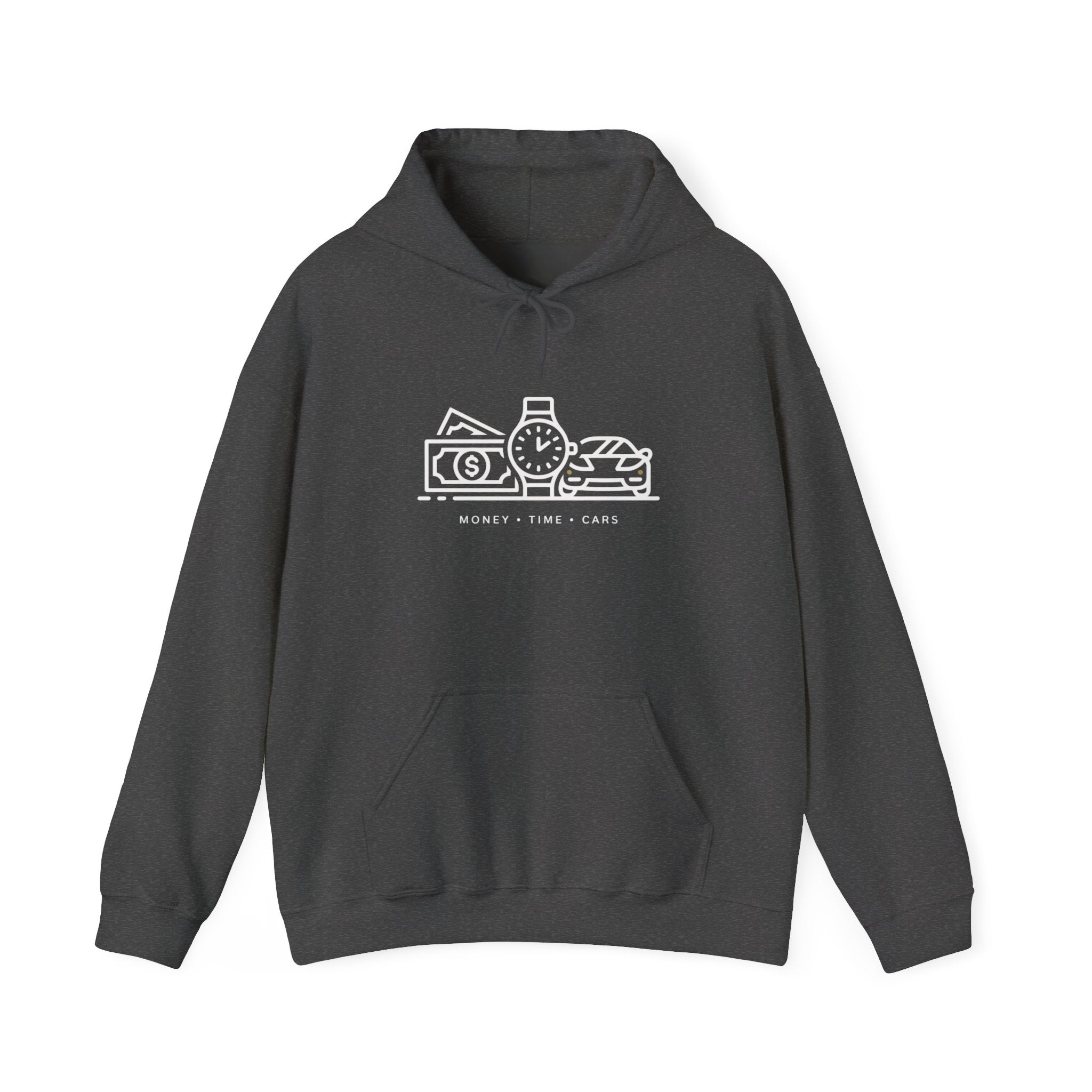 Money Time Cars Hoodie — Minimal Line Art Sweatshirt