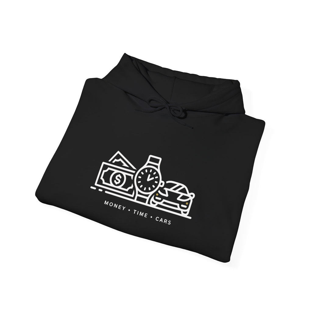 Money Time Cars Hoodie — Minimal Line Art Sweatshirt
