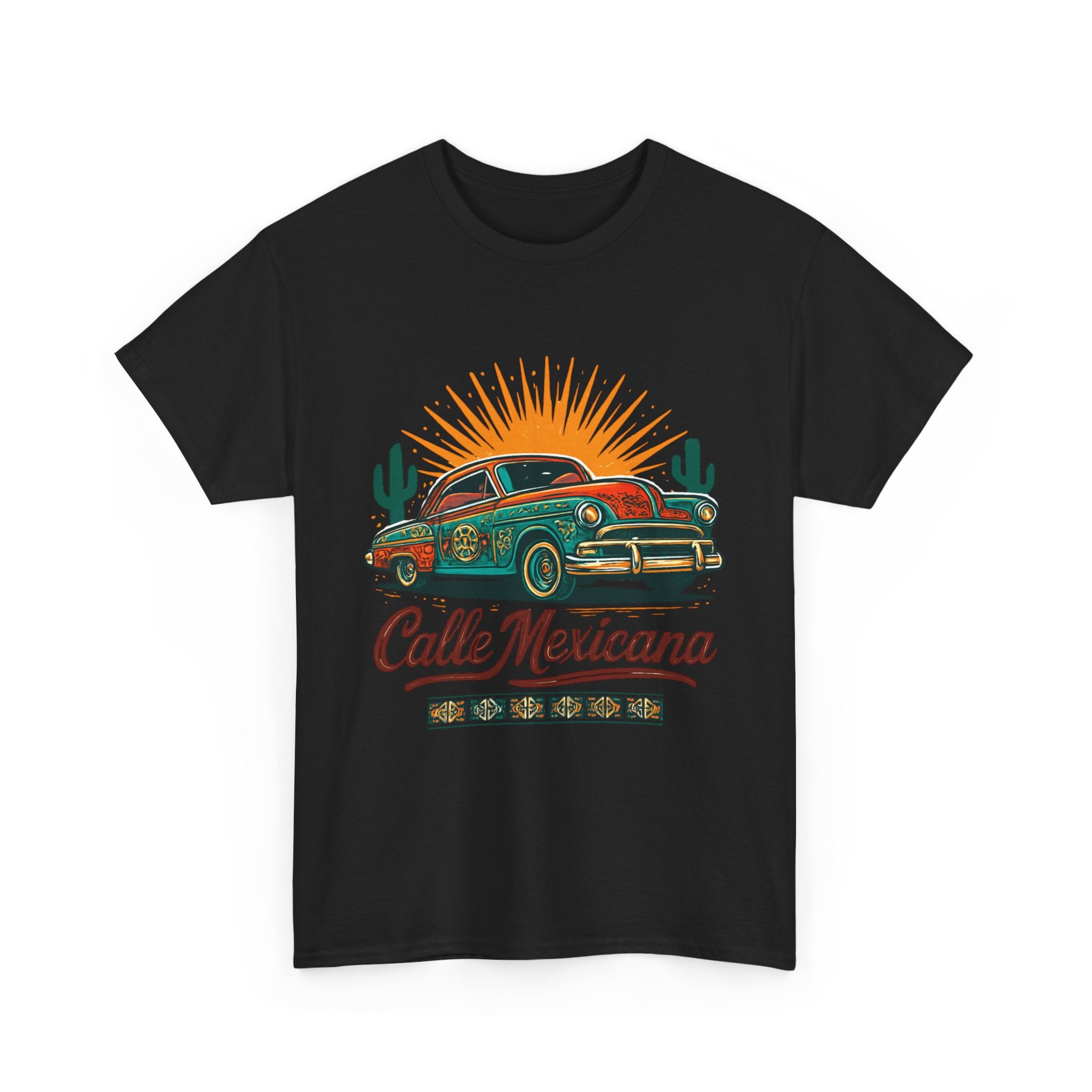 Calle Mexicana Vintage Car T-Shirt — Retro Lowrider Sunset Tee
