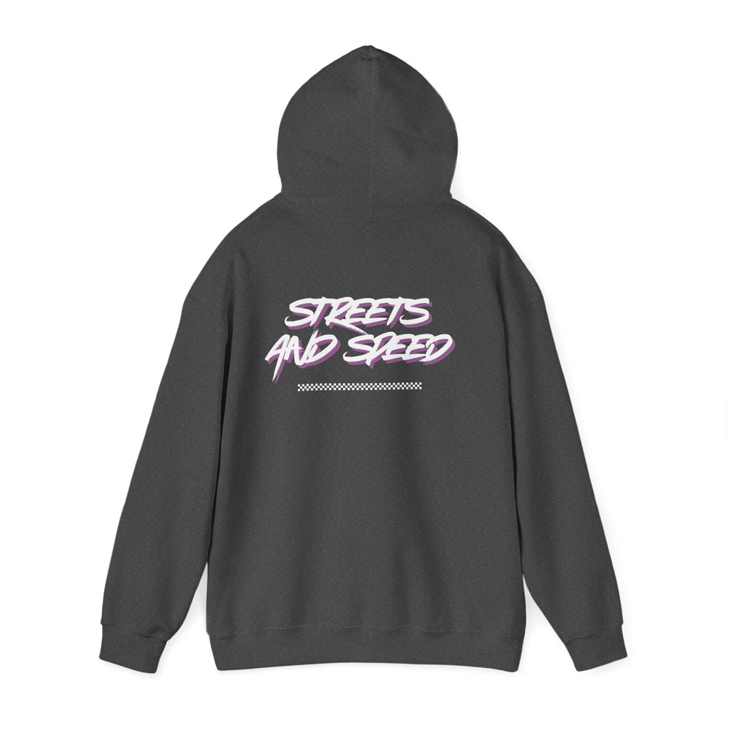 Streets and Speed Hoodie — Retro Neon Racing Graphic Hooded Sweatshirt