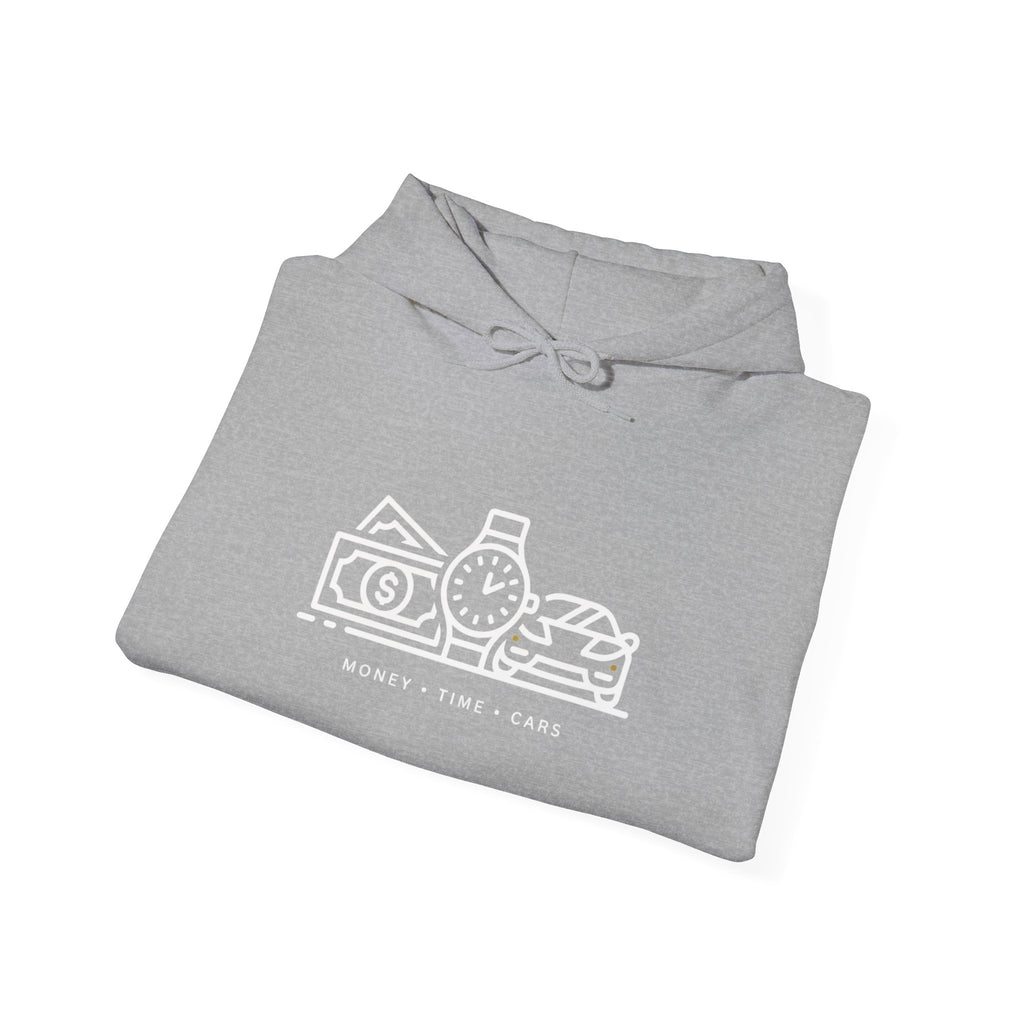 Money Time Cars Hoodie — Minimal Line Art Sweatshirt