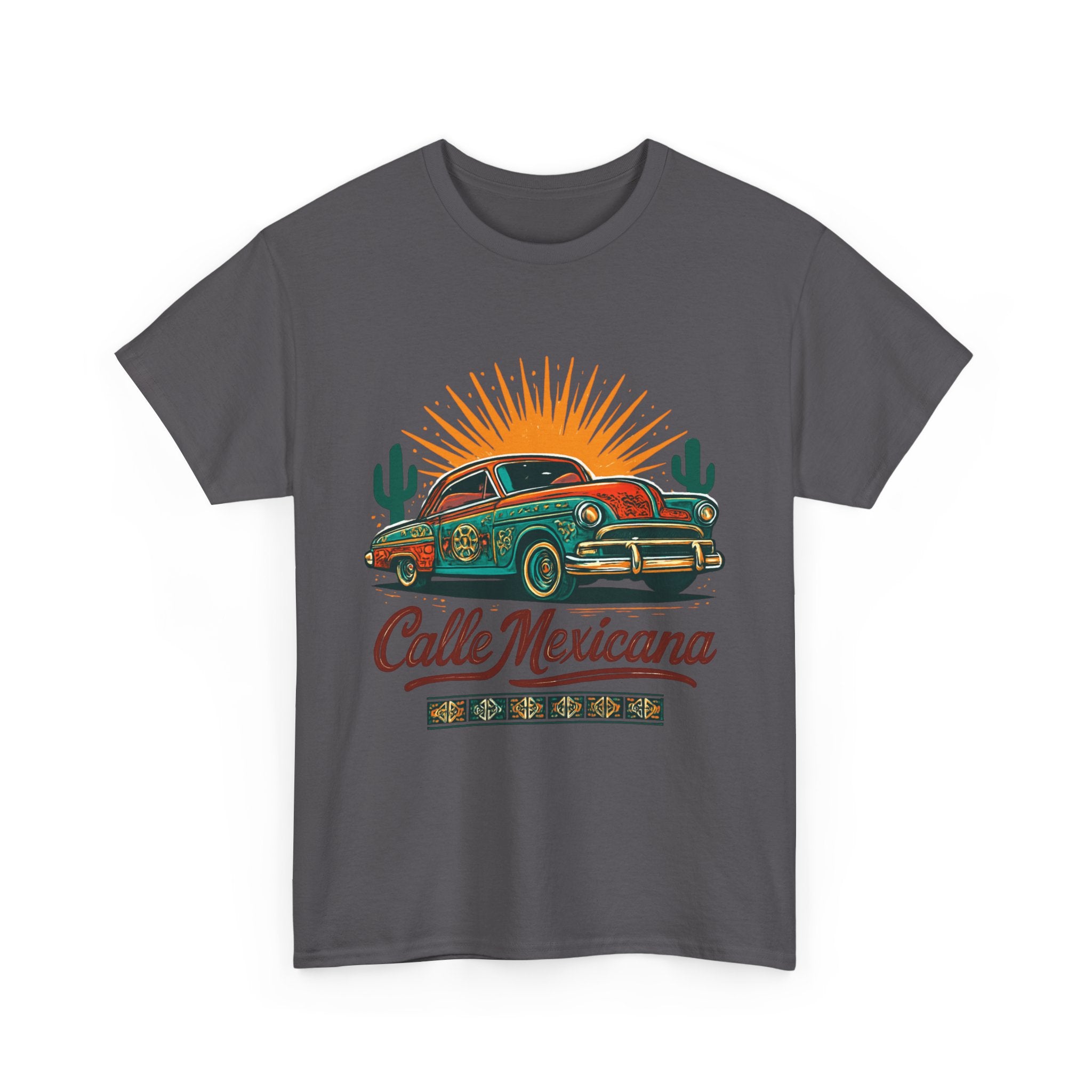 Calle Mexicana Vintage Car T-Shirt — Retro Lowrider Sunset Tee