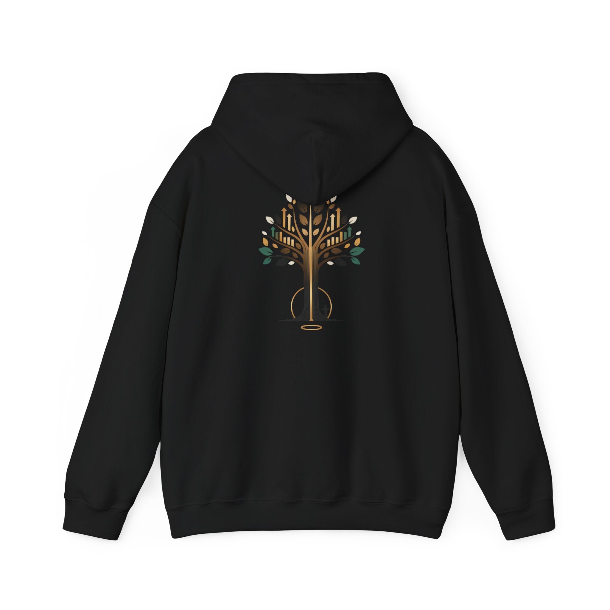 Tree of Life Graphic Hoodie — Minimal Gold & Green Nature Design