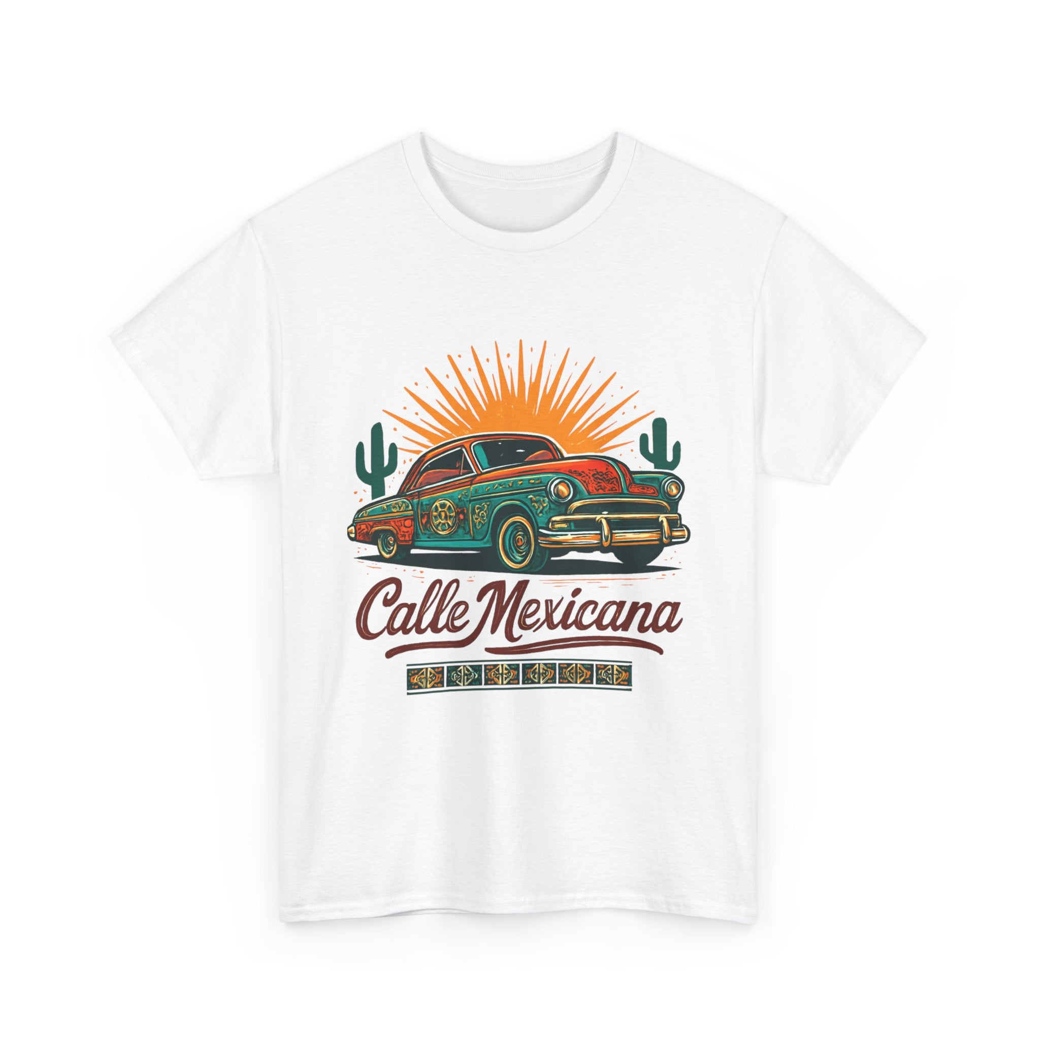 Calle Mexicana Vintage Car T-Shirt — Retro Lowrider Sunset Tee