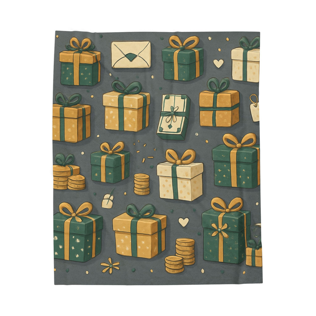 Plush Holiday Gift Pattern Velveteen Blanket