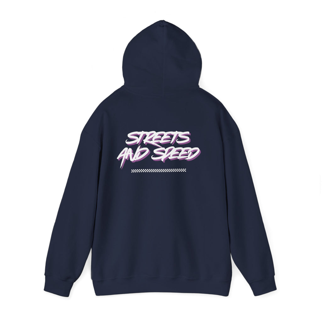 Streets and Speed Hoodie — Retro Neon Racing Graphic Hooded Sweatshirt