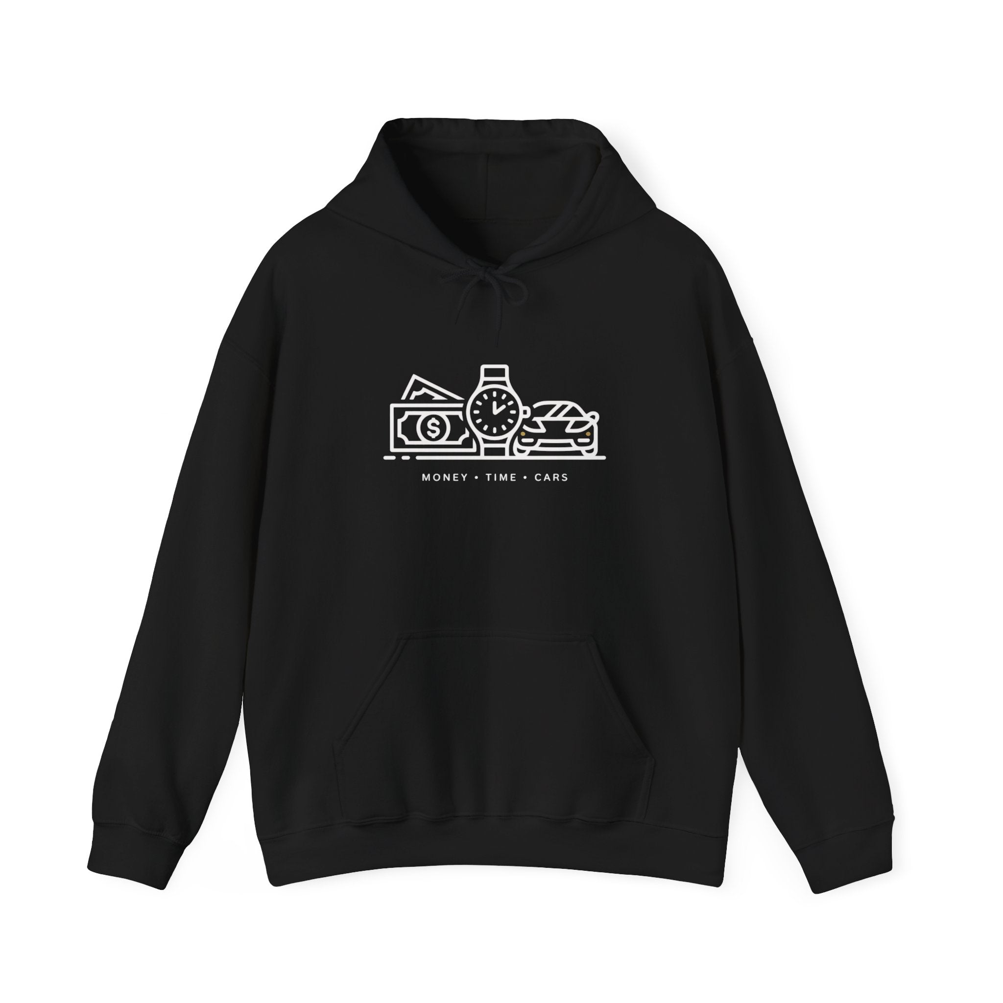 Money Time Cars Hoodie — Minimal Line Art Sweatshirt