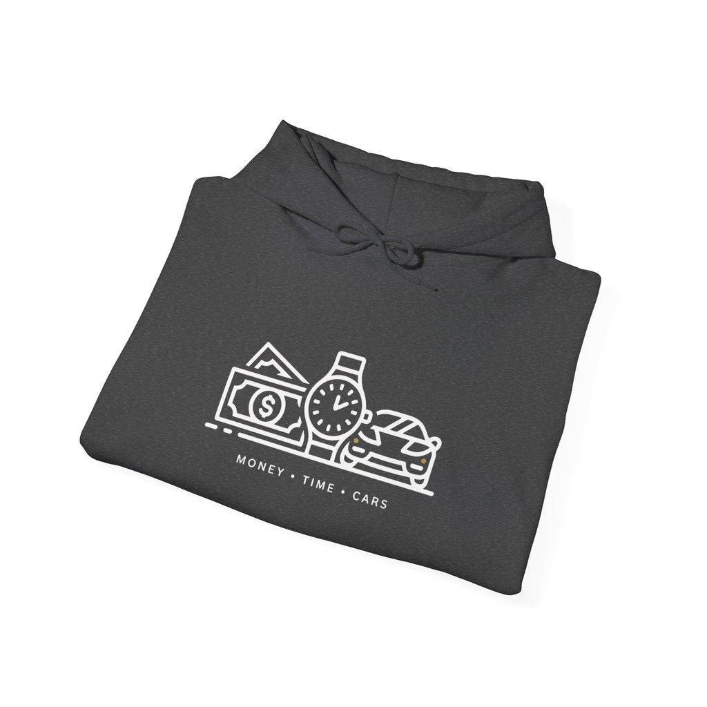 Money Time Cars Hoodie — Minimal Line Art Sweatshirt