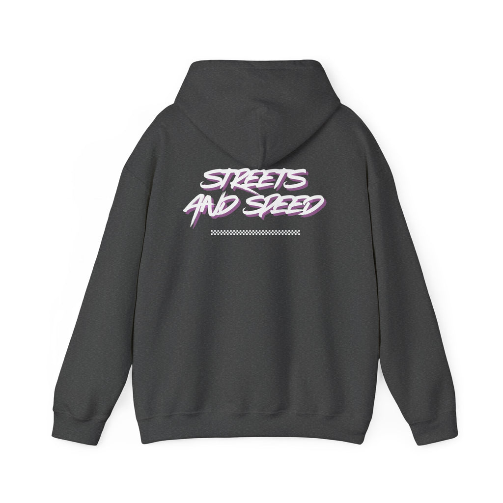 Streets and Speed Hoodie — Retro Neon Racing Graphic Hooded Sweatshirt