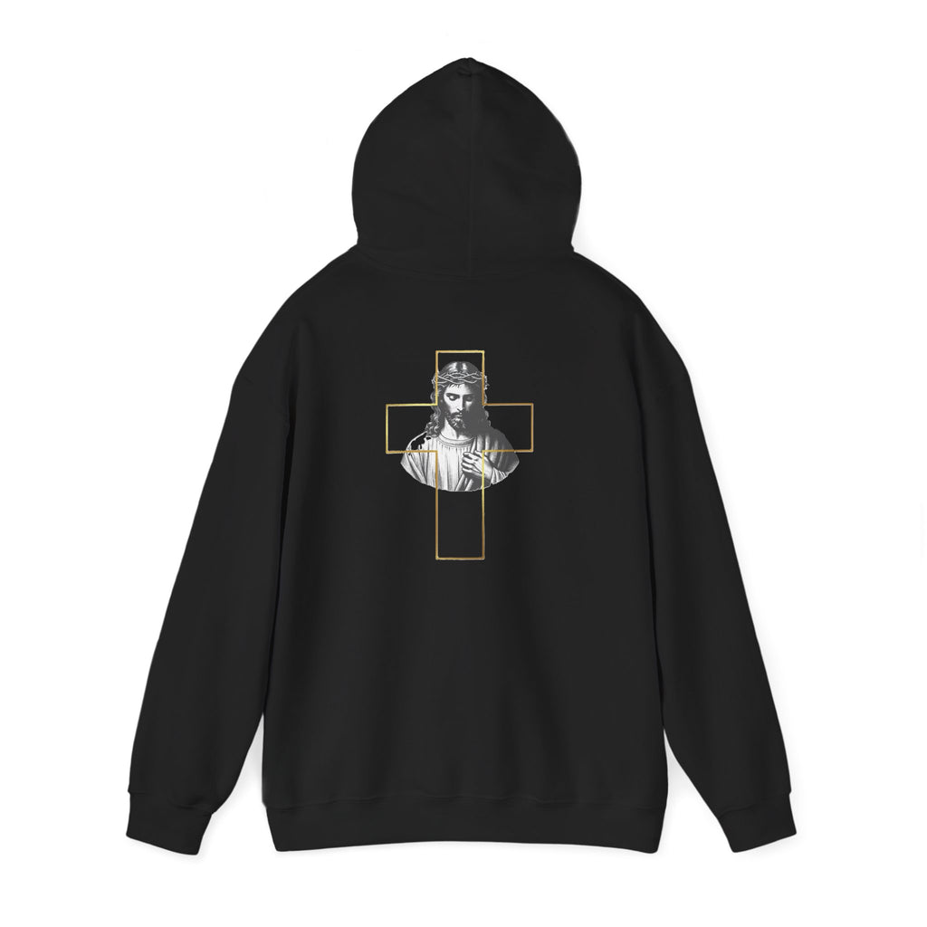 Faith Hoodie — Minimal Christian Cross & Jesus Graphic Pullover