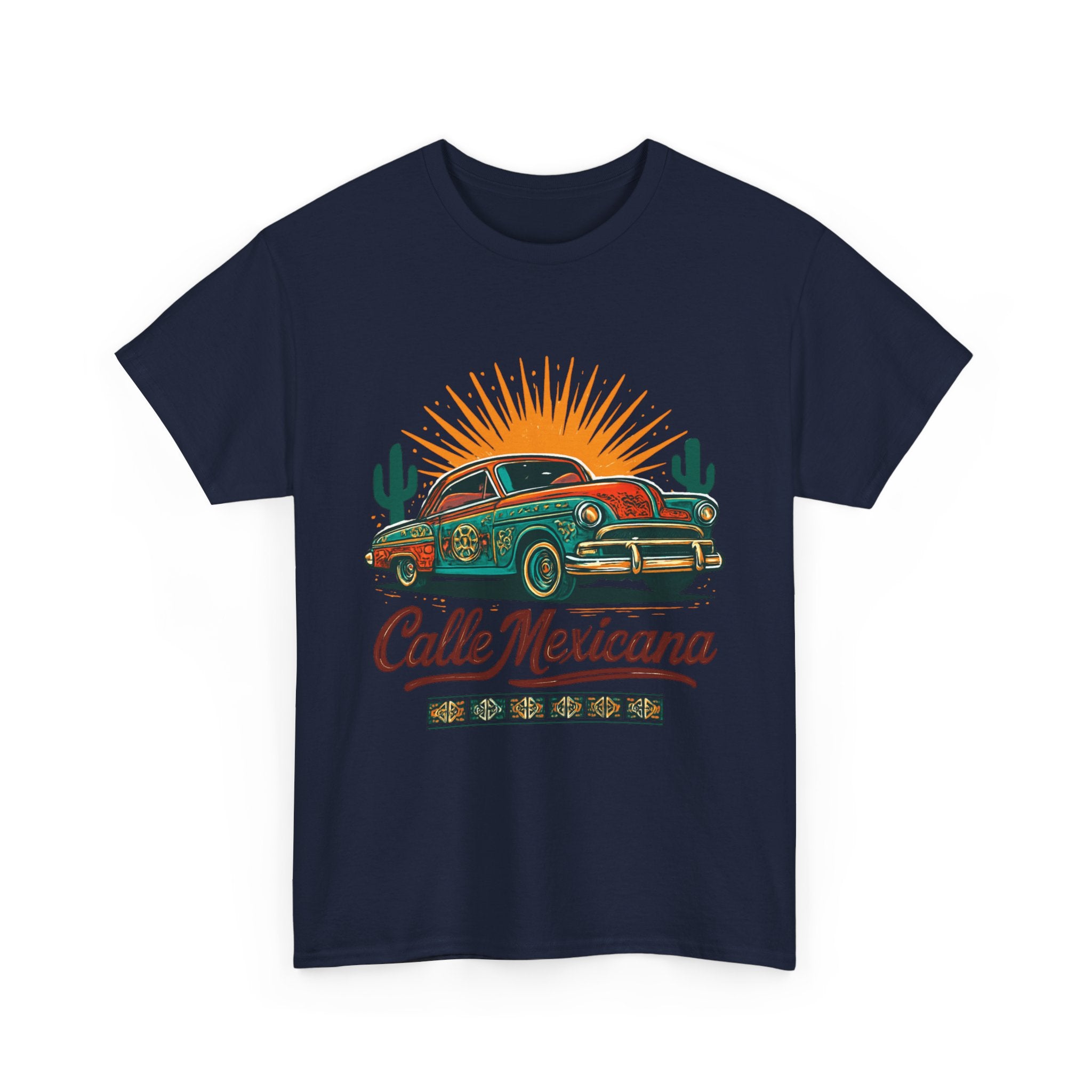 Calle Mexicana Vintage Car T-Shirt — Retro Lowrider Sunset Tee